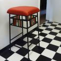 stool red leather